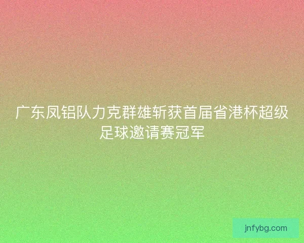 广东凤铝队力克群雄斩获首届省港杯超级足球邀请赛冠军